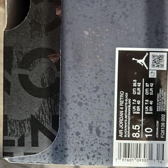 AIR JORDAN RETRO 4 FEAR BASKETBALL SHOES BACK Since "2013" - Picture 16 of 17